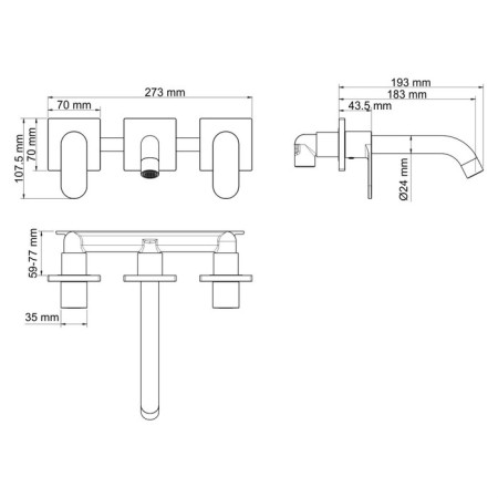 Wasserkraft Elbe 7445 shell mixer, two -legged spout 183 mm, black-2