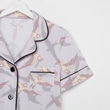 Female pajamas (shirt and shorts) Kaftan Birds p. 48-50, gray-8