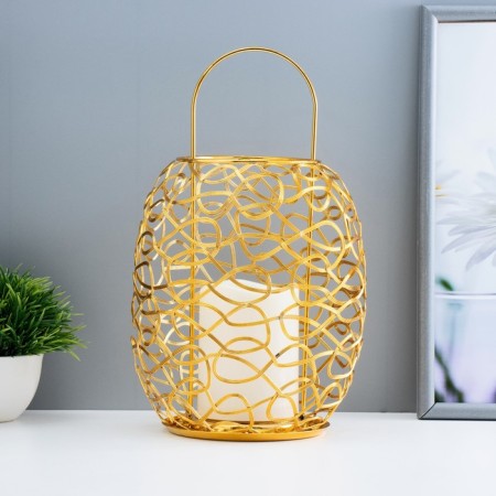 Nightlight "lantern" LED from batteries 2HAAA gold 16x16x20 cm Risalux