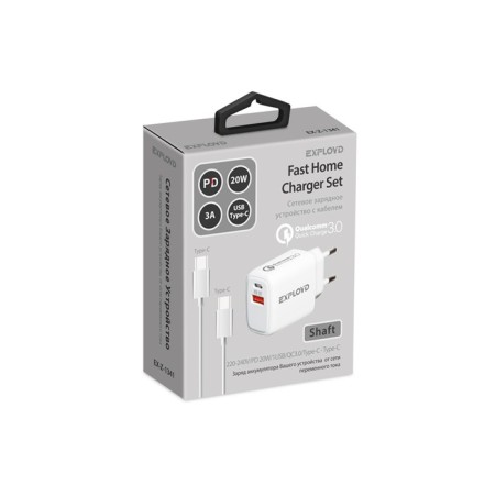 EXPLOYD EX-Z-1341, USB-C/USB, 3 A, 20 W, Type-C cable, white-1