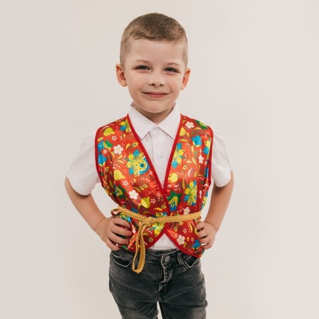 Carnival vest "Ivanushka" with a belt, the color is red-2