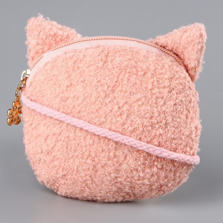 Soft children's bag "kitten", 15*13 cm, pink color-4