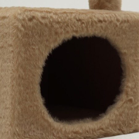 House for cats with two shelves, oval entrance, jute, 37 x 37 x 111 cm, beige-6