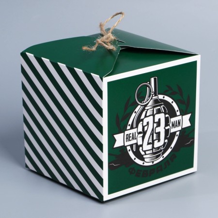 Gift folding box, packaging, “February 23”, 12 x 12 x 12 cm-2