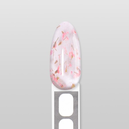 Heling gel, with dried flowers, 3 phase, 9 g, led/uv, transparent/pink color-8