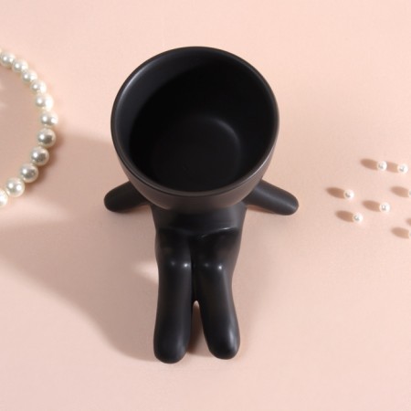 Interior item "Mr. Green on Chile" 9.5*6.7*9.5 black ceramics-5