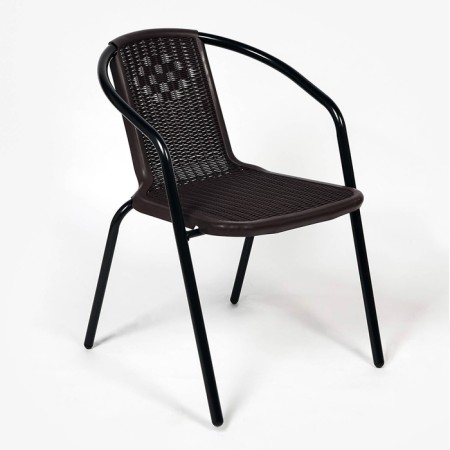Set of garden furniture: square table and 2 brown stools-5