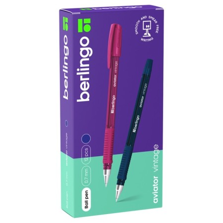 Ballpoint handle Berlingo "Aviator Vintage" Blue, 0.7mm, flu, Mix case-2