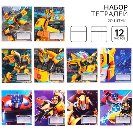 A set of notebooks is 20 pieces, 12 sheets, September 1, in a cage and ruler, covering a coated cardboard, transformers