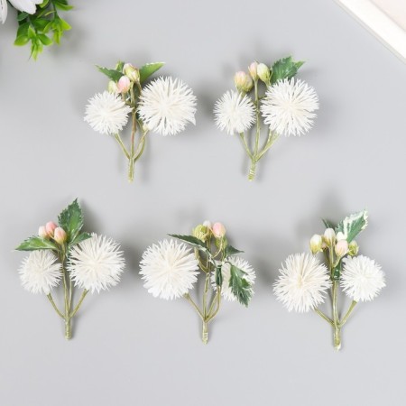 Flowers for decorating "echinops with berries" white 8 cm-2
