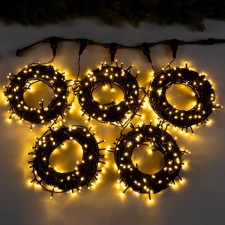 Гирлянда «Клип-лайт» 5 нитей по 20 м, IP44, УМС, тёмная нить, 665 LED, свечение тёплое белое, мерцание, 24 В
