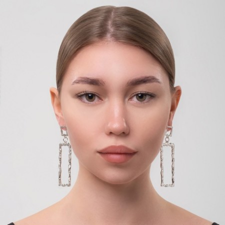 Hanging earrings "Fantasy", color silver, 7.3 cm-3