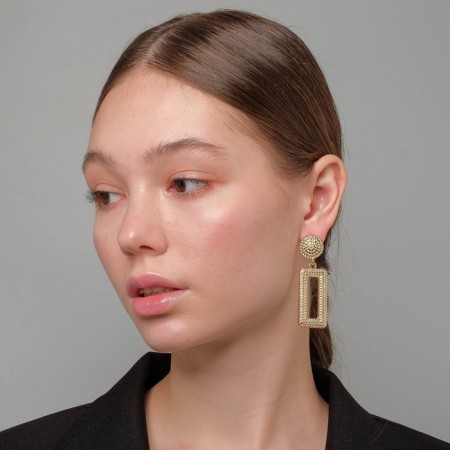 Earrings Metal "Barbados" rectangle, color gold-1