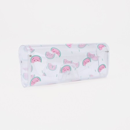 A case for glasses on a button, 15 cm × 3 cm × 6 cm, pink/transparent color-1