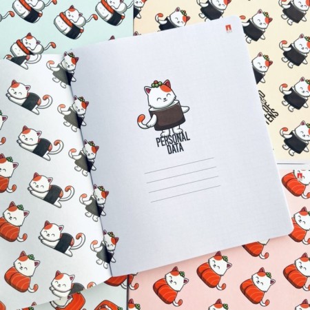 Notebook of 48 sheets in the cage "which", the cover coated cardboard, matte lamination of Soft Touch, mix-10