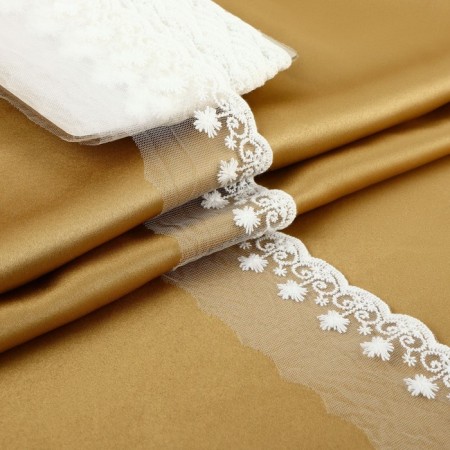 Lace on a grid, 70 mm × 9 ± 0.5 m, white color