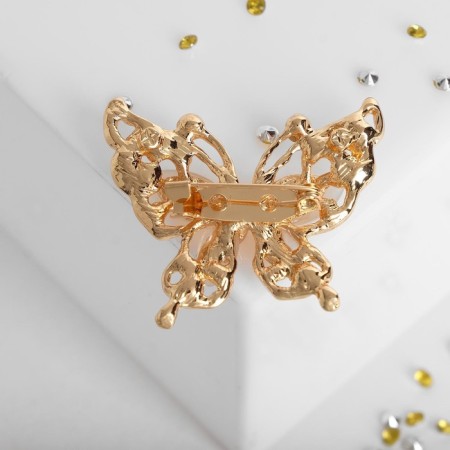 Brooch "Butterfly", beige color in gold-1