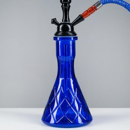 Hookah "Mayala", 52 cm, 1 tube, blue flask, black mine-1