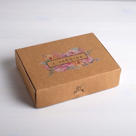Gift folding craft, packaging, “with care”, 21 x 15 x 5 cm