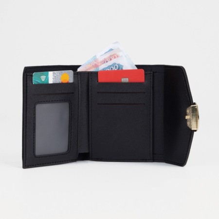 Women's wallet on the button, black color-3