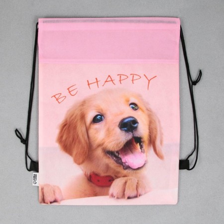 BE HAPPY shoe bag, non -discharge canvas, size 30 x 40 cm-2