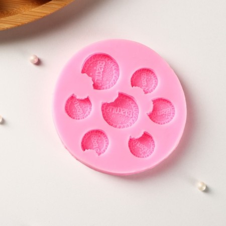 Mold "biscuits", silicone, d = 8 cm, pink color-1