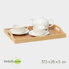 Tray with handles of the share Striata, 37.5 × 26 × 5 cm, bamboo