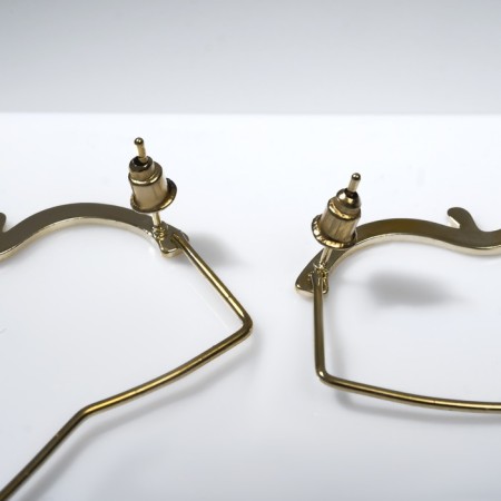 Earrings Metal "Faces" Profile, Color Gold-1