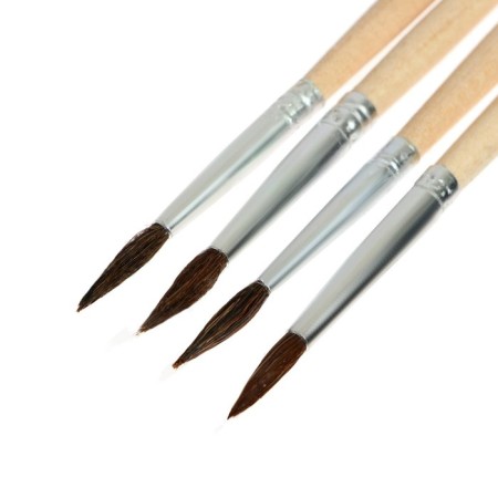 Set of brushes protein round 4 pieces (No. 1,2,3,4) with wooden handles on a blister-8