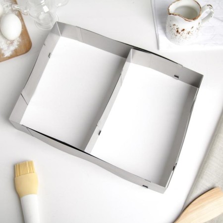 The uniform for baking muffins and cakes with size adjustment, 18.5 × 28 - 34 × 54 cm, height 5 cm, chrome -colored color-2
