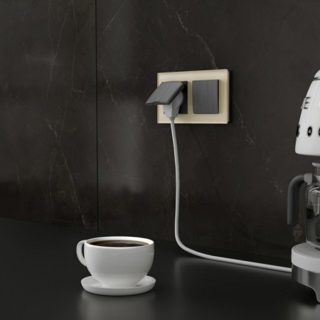 Frame W0021141, 2 Favorit sockets, milk, glass-2