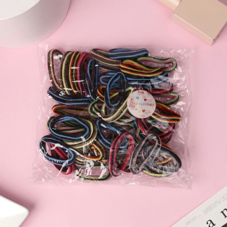 Hair elastic band "Mahrushka" (set 48 pcs) in black stripes, 5.5 cm, mix-2