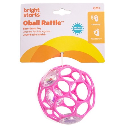 Developing toy Bright Starts, OBALL ball, with a rattle, pink color-2
