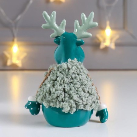 Souvenir Ceramics "Losik in a curly fur coat" Dark green 13.7x6.2 cm-3