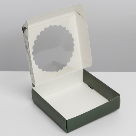 Box for Makarun with low sides, confectionery packaging "Magnolia", 11x 11x 3 cm-2