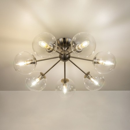 Ceiling chandelier CITILUX "Tommy" CL102171, 66.5x66.5x26 cm, 7x40W, E14, gray color gray-9