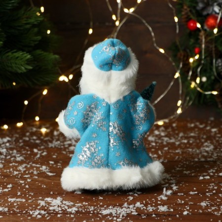 Santa Claus "In a patterned fur coat with a Christmas tree" 19 cm, blue-2