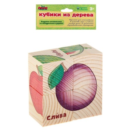 Wooden cubes "fruits", set of 4 pcs.-2