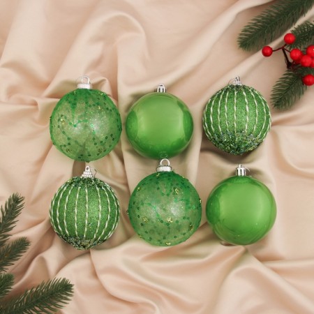 Set of balls plastic D-8 cm, 6 pcs "Keileb" Green