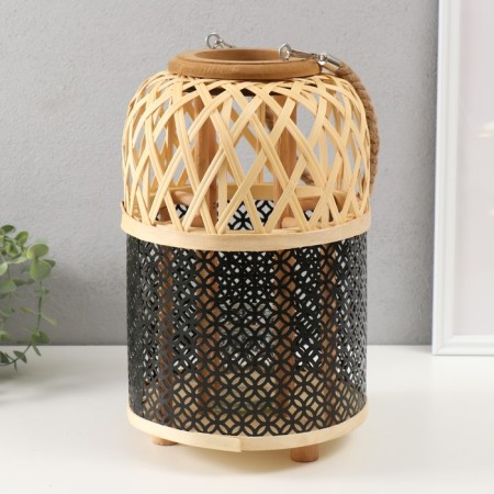 Bamboo candlestick, Metal "Flashlight. Tsek" 31x21.5x21.5 cm-1