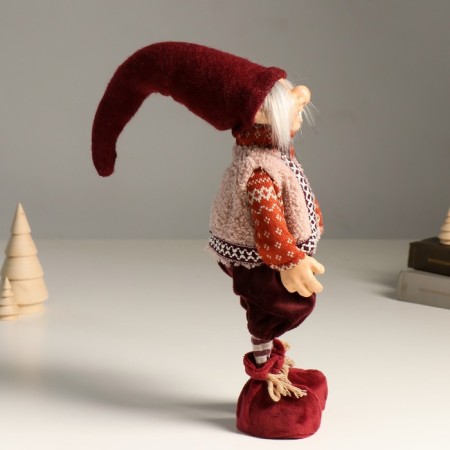 Interior doll "Goblin in a knitted sweater and fur vest" 42 cm-1