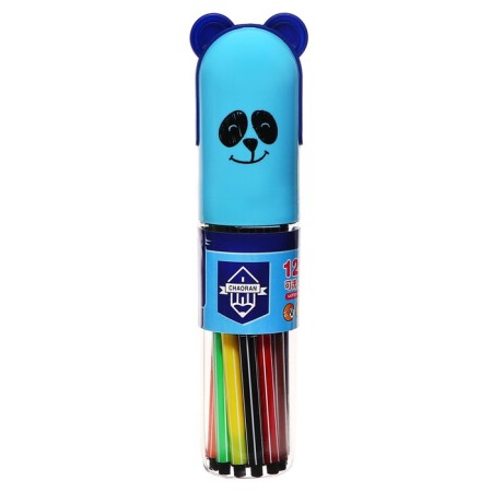 Flomasters 12 colors "Bear", in a tube with a pen, a ventilated cap-10