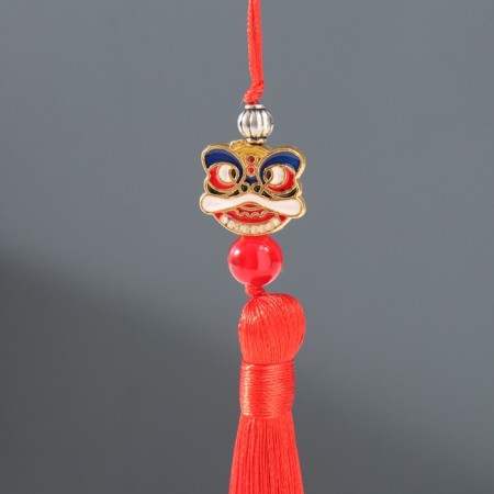 Textile suspension, metal "Chinese lion" red 1x1.2x10 cm-1