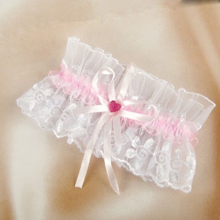 Garter for the bride "Elites", white-pink-3