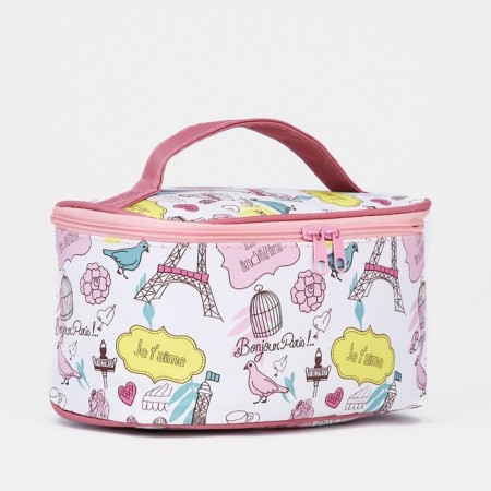 Cosmetic bag with lightning, white/pink color