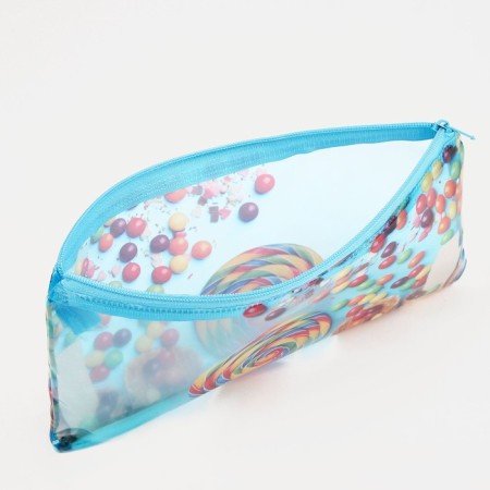 Cosmetic bag-penete on zipper, PVC, blue color-2