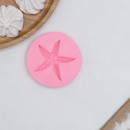 Mold "Sea Star", silicone, 8.5 × 8.5 × 1.5 cm, pink color-2