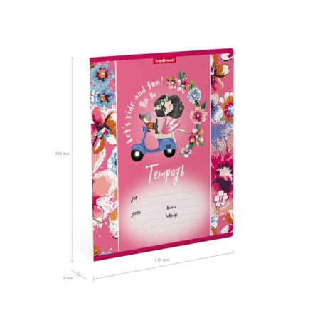 Student notebook 18 sheets in the Erichkrause Flower Scooter line, with print-2