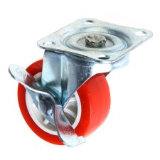 Furniture wheel, d = 65 mm, on the site, with a latch, red