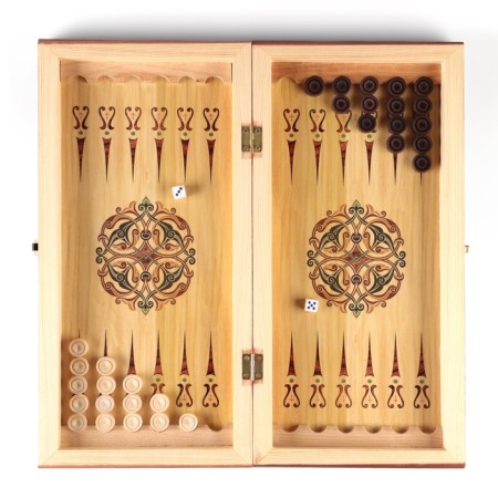Board game 3 in 1 "Gzhel": chess, backgammon, checkers, wood 40 x 40 cm-6